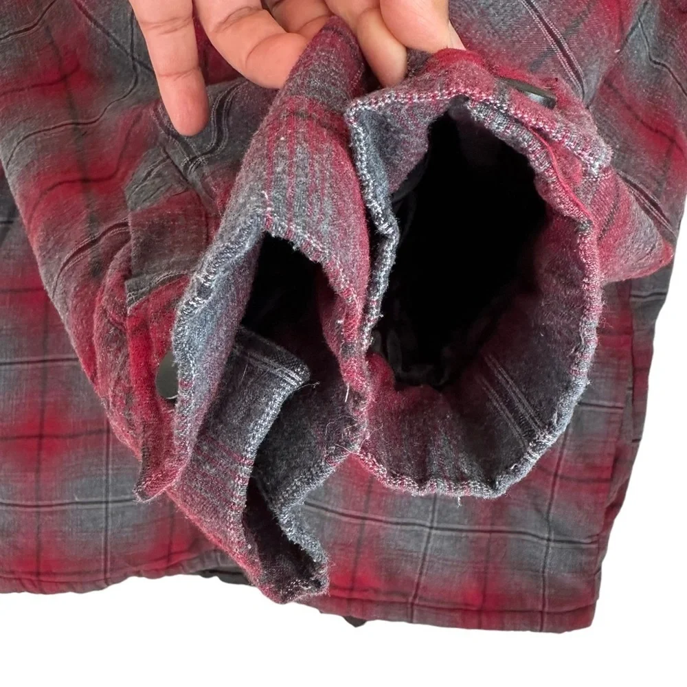 Rugged Elements Men's‎ Red & Grey Plaid Front Snap Shacket with Lining Size: XL